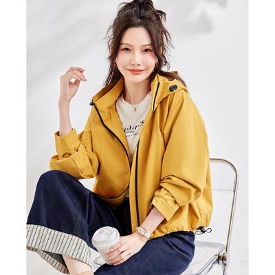TERRE BLEUE Women's Autumn Windproof Hooded Jacket