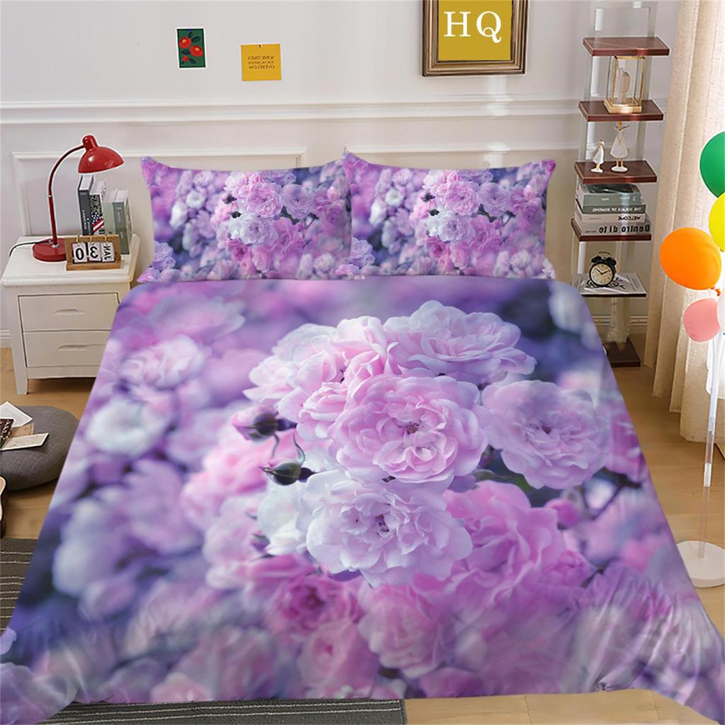 3D Blomstermønster Sengetøy, Soverom Dyne og Putetrekk 2 Deler/3 Deler, Full Størrelse Sengetøy, Hjemmedekorasjon