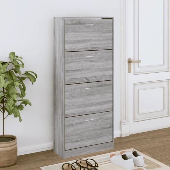 VidaXL Armoire à chaussures Sonoma gris 63x24x147 cm Bois d'ingénierie 342548