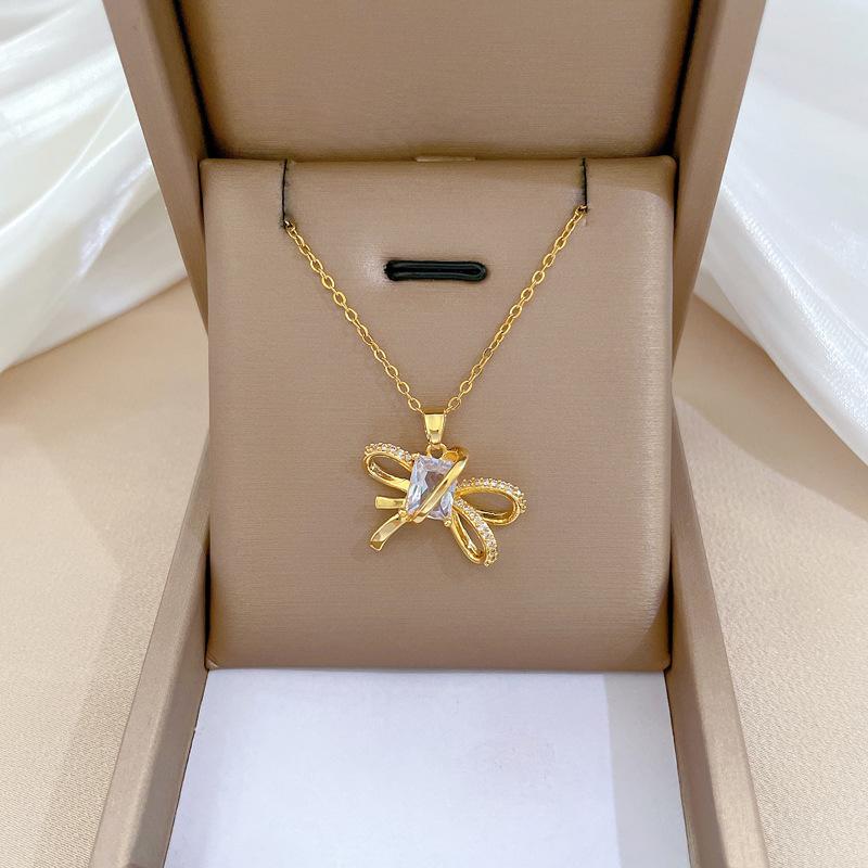 Light Luxury Full Diamond Micro-Inlaid Design Temperament Smart Shining Necklace Women, Simple Pendant