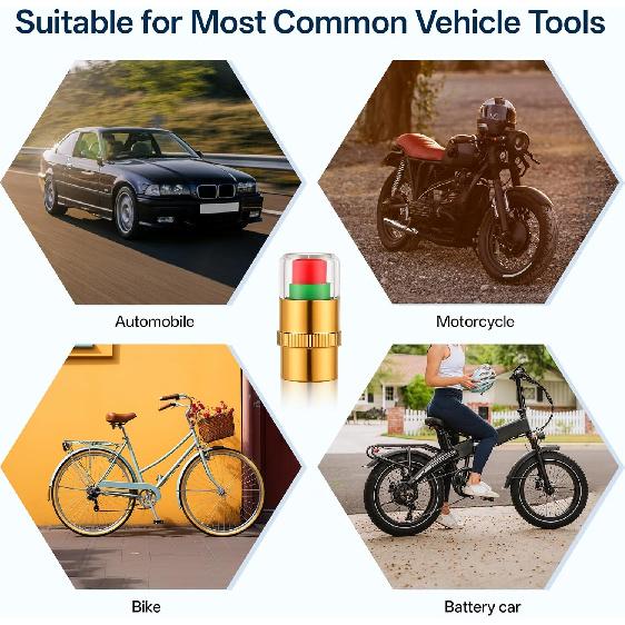 12PCS Car Tire Pressure Monitor Valve Stem Caps 3-Color Tire Pressure Caps Alarm Tires Indicator Sensor Indicator Universal Valve Stem Cap for Cars,