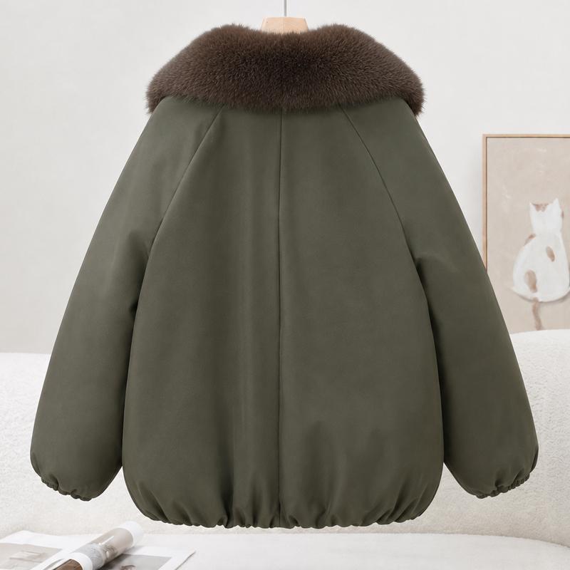 Damen Parka Jacke mit Kunstpelzkragen Reißverschluss Warm Locker Winter Dicke Oberbekleidung