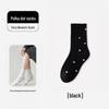 Gray Women's Mid-Calf Socks - Autumn/Winter Pure Cotton with Japanese Ruffle Edge & Polka Dots