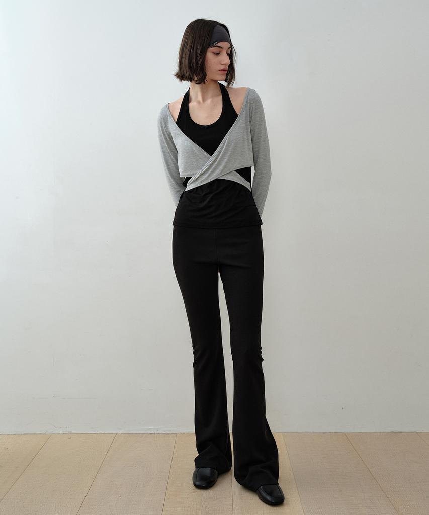 Simeteuligpeosenteu Flare Cotton Modal Leggings / Black
