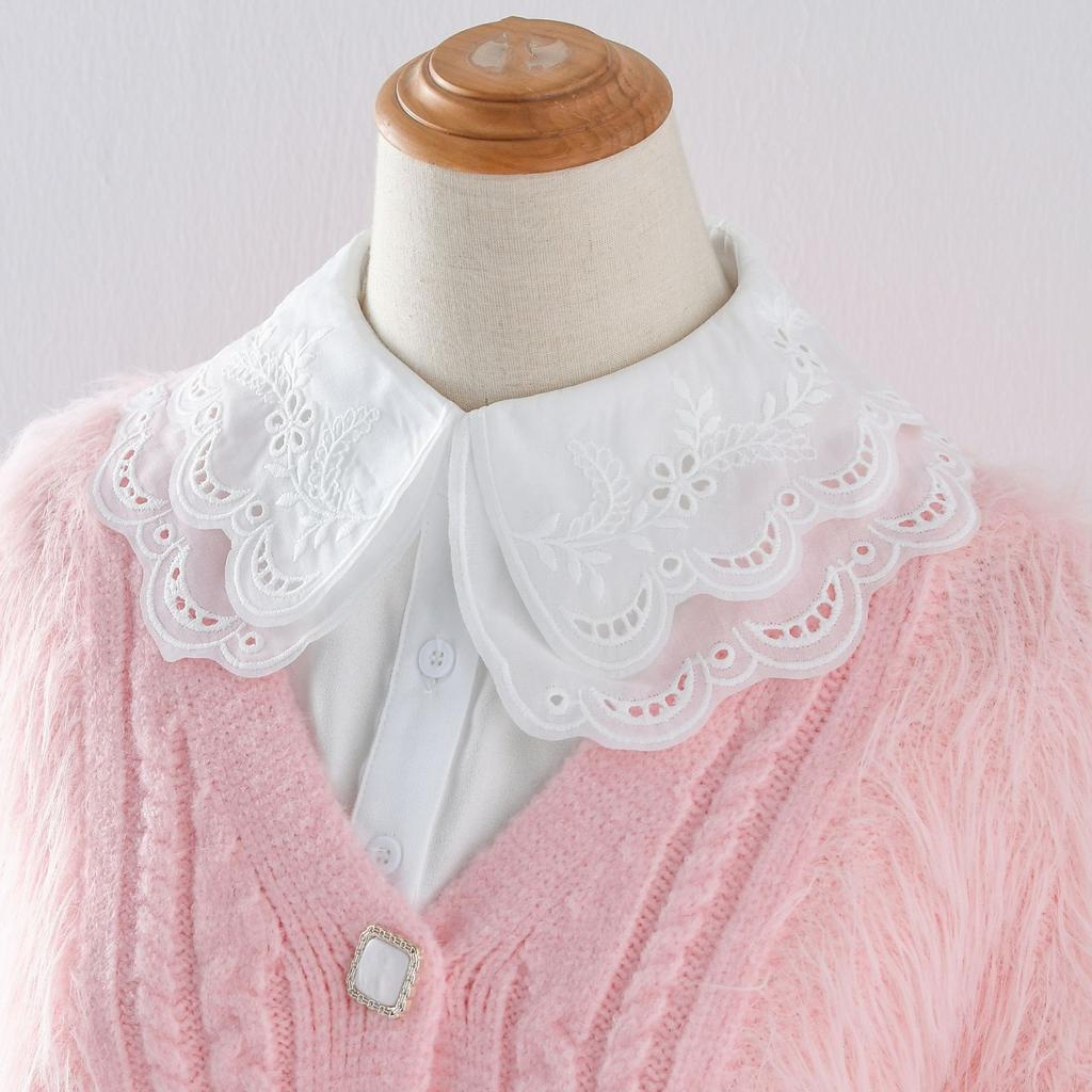 Perfect Match Womens Shirt Floral Embriodery Lapel Fake Collar For Women Removable Detachable Collars Blouse Sweater False Collars Fuax Cols