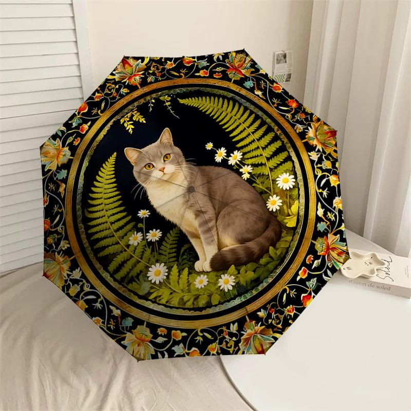 

1PC Cat Floral Umbrella-8-Rib Reinforced, Automatic Open, Lightweight & Durable, Cute Fashion Accessory for Outdoor-K1288