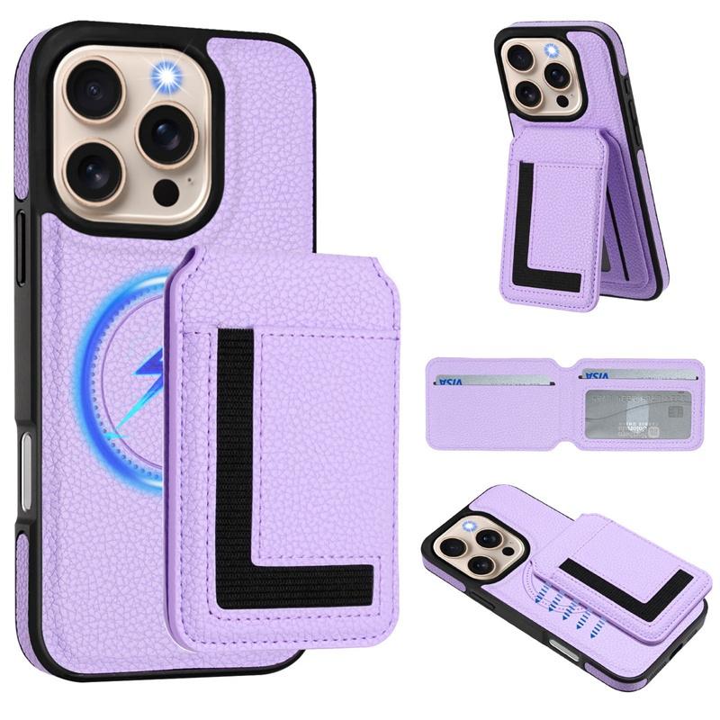 For Iphone 11 12 13 14 Pro Max 7 8 Plus SE 2 3 2022 Case Protective Cover Card Holder Stand Coin Magnetic Wallet Supports Wireless Charging