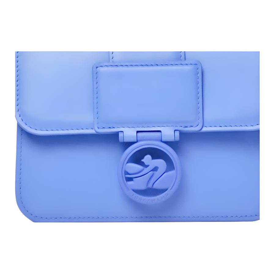 Longchamp Box-Trot Solid Color Adjustable Shoulder Strap Logo Pendant Magnetic Buckle Leather Shoulder Bag Small Women Shoulder Bag Blue 10174HBW487
