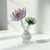 Mini Statuetta Fiore in Vetro Fatto a Mano Bouquet di Loto Finto Cristallo per Arredamento Tavolo Casa Ufficio Regalo per Mamma Moglie