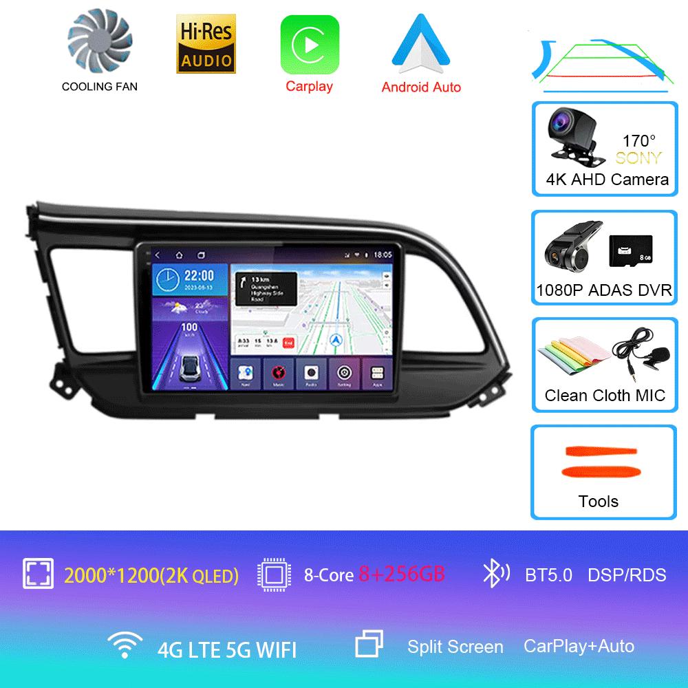 Car Radio Android 14 Carplay For Hyundai Elantra 6 2018 2019 2020 DSP GPS Navigation Multimedia Video Player Stereo Head Unit BT
