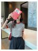 Ice Silk Women's Striped T-shirt, Short Sleeve, Plus Size, Korean Style, 2026 Summer Collection