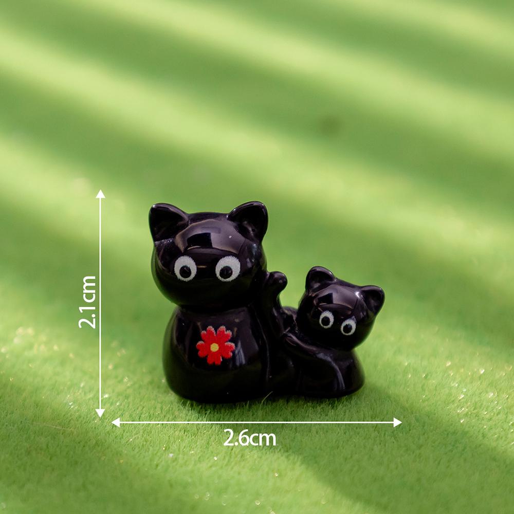 Cute Cartoon Resin Black Cat Figurine Mini Animal Ornaments Car Mounted Kids Children Toy Crafts Gift Desktop Home Decoration
