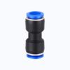 Pneumatic Air Tube Connector: PU8 Straight, PV10 Right-Angle Elbow, Quick-Insert, Butt Joint, Blue Plastic, PG6-4 Reducer.