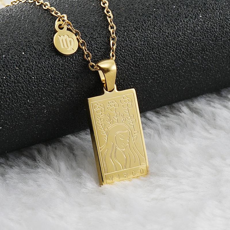12 Constellation Necklace Women's 18K Exquisite Square 12 Constellation Tag Collarbone Chain 2026