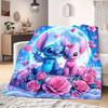 Stitch Cartoon Print Flannel Blanket for Picnics Travel Bedrooms Sofas Beds Chairs Home Decor Style