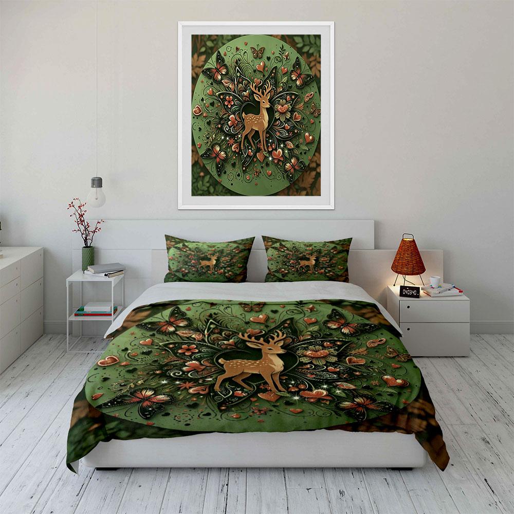 Deer Nature Art Home Set Soft Comfortable Duvet Cover Bedding Set Included 1*Duvet Cover & 2*Pillowcases, Gift