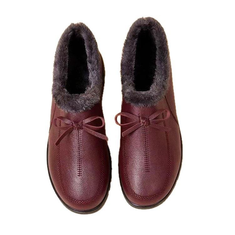 New Chinese Style New Mother Cotton Shoes Women's Velvet Soft Sole Comfortable and Warm Middle-aged and Elderly Cotton Boots Winter Flat-soled Elder