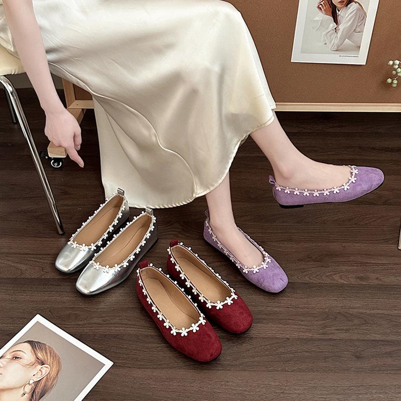 Fashion French Vintage Mary Jane Shoes Round Head Lace Ballet Shoes Women's Summer Flats Single Shoes Grandma Shoes