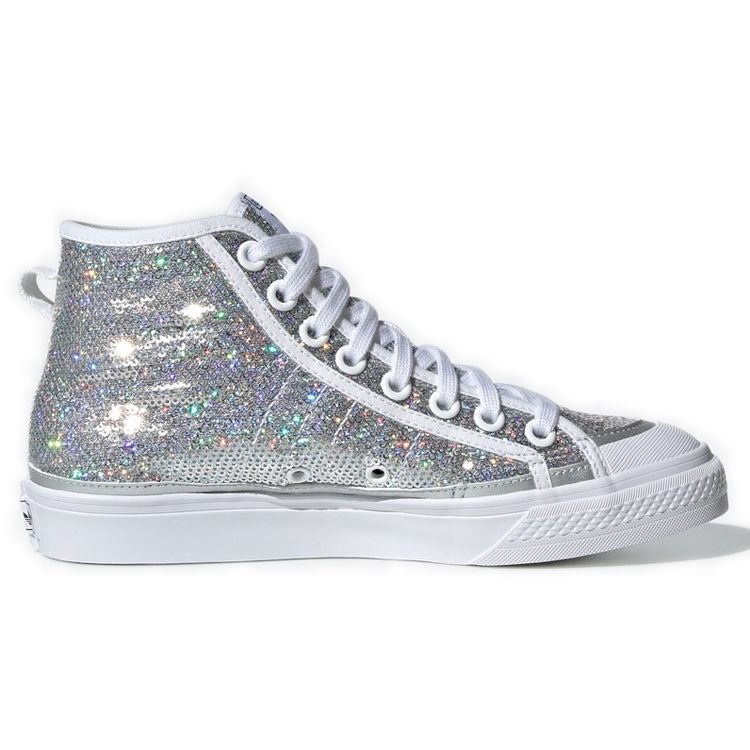 Adidas Originals Nizza Series High Slip Resistant Lightweight Mid Top Skate Shoes Women Sneakers Silver FW9944