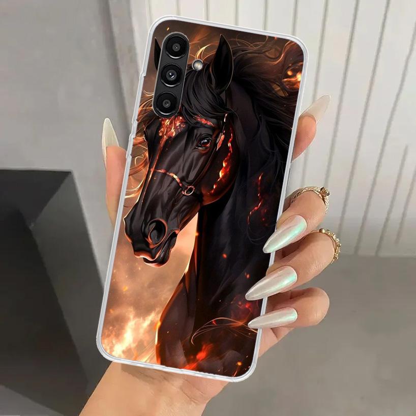 Animal Black Horse Phone Case for Samsung Galaxy A17 A16 A37 A26 A36 A57 A56 A15 A25 A35 A55 A14 A24 A34 A54 A13 A23 A33 A53 Gal