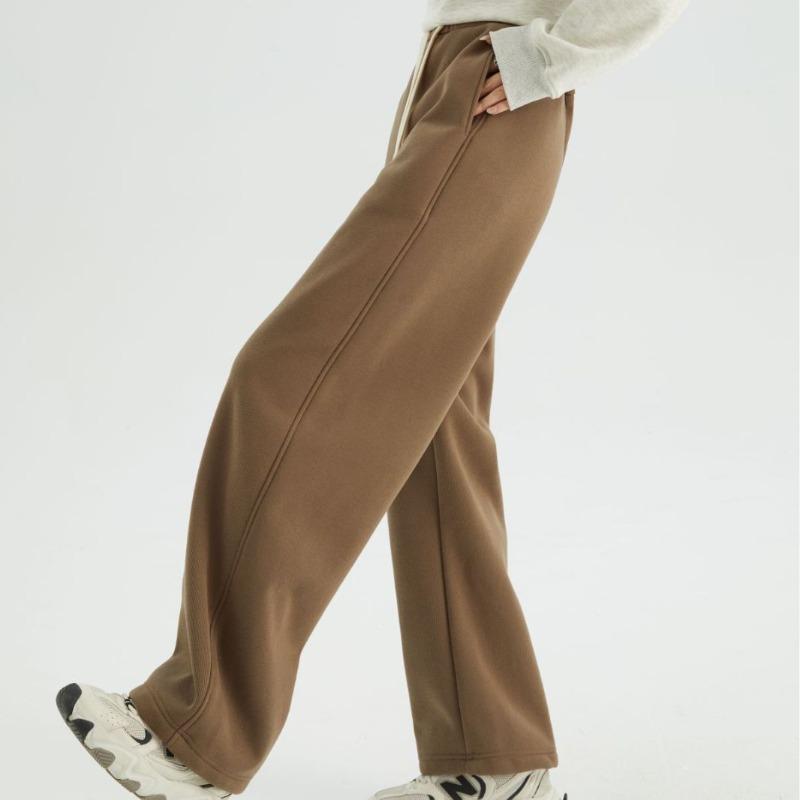 

Women s Cashmere Imitation Thick Windproof Cotton Loose Straight Leg Casual Pants for Women 2XL темно-коричневого кольору