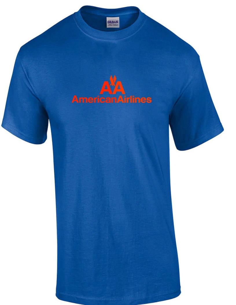 American Airlines Red Retro Logo Shirt US Airline Royal Blue T-Shirt S-5XL 2XL