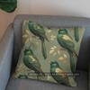 2D Green Birds With Gold Leaves Patterned Pillow Cover Pattern Cushion Cover Suitable For Sofa Bedroom Car Pillow Cover