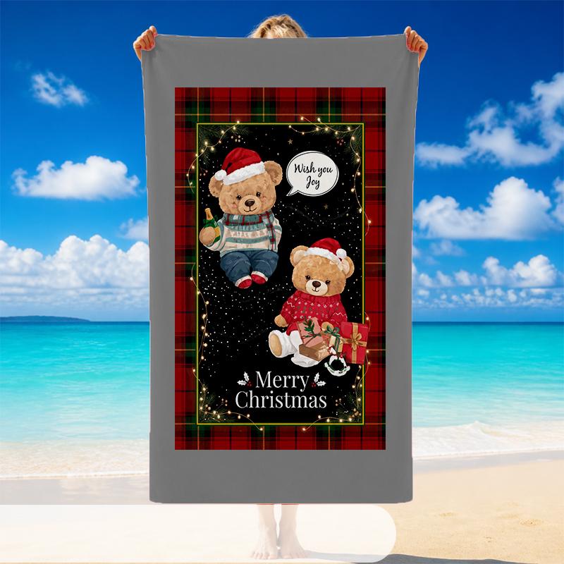 Christmas Printed Beach Towel Soft Quick Dry For Indoor Outdoor Home Use Holiday Gift