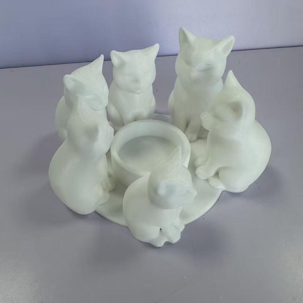 Creative Cartoon Cat Candle Holder Ring-Shaped Cute 3D Printed Candlestick Decorative Black Kitten Ornament Apartment
