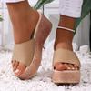 Platform Wedge Sandals For Women With Heels One Strap Design Stylish And Casual Leather Open Heel Cork Wedge Sandal For Womens