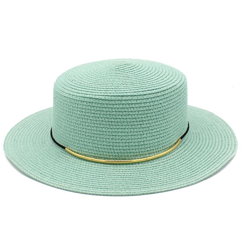 High quality Panama straw hat women's flat top visor spring and summer outing beach hat straw gentleman's hat