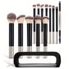 13pcs Makeup Brushes with 1pc Makeup Sponge Puff and Makeup Bag Multi-functional Makeup Tools Foundation Brushes Powder
