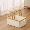 Large Capacity Laundry Storage Basket Bamboo Handle Closet Organizer  Household Use
