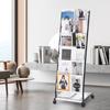 Brochure Display Rack 6-Tier Magazine Literature Display Stand 4 Wheels