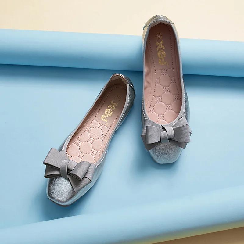 Fashion Bow Soft Women's Shoes Fashion New Versatile Flat Shoes Women Ballet Dance Shoes Spring/Autumn Round Toe Flats Woman Shoe