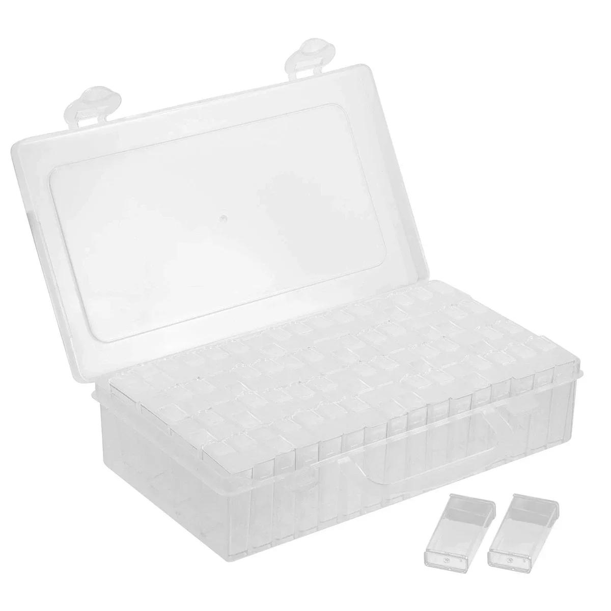 

64 слота ящик для хранения алмазной живописи портативный многоцелевой органайзер для семян контейнер для хранения вышивки ногтей с наклейками прозрачный