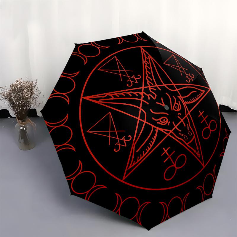 Devil's Triangle: Occult Symbol T-ShirtUmbrella, Portable 3-Fold Compact Umbrella,Christmas Gift ES510