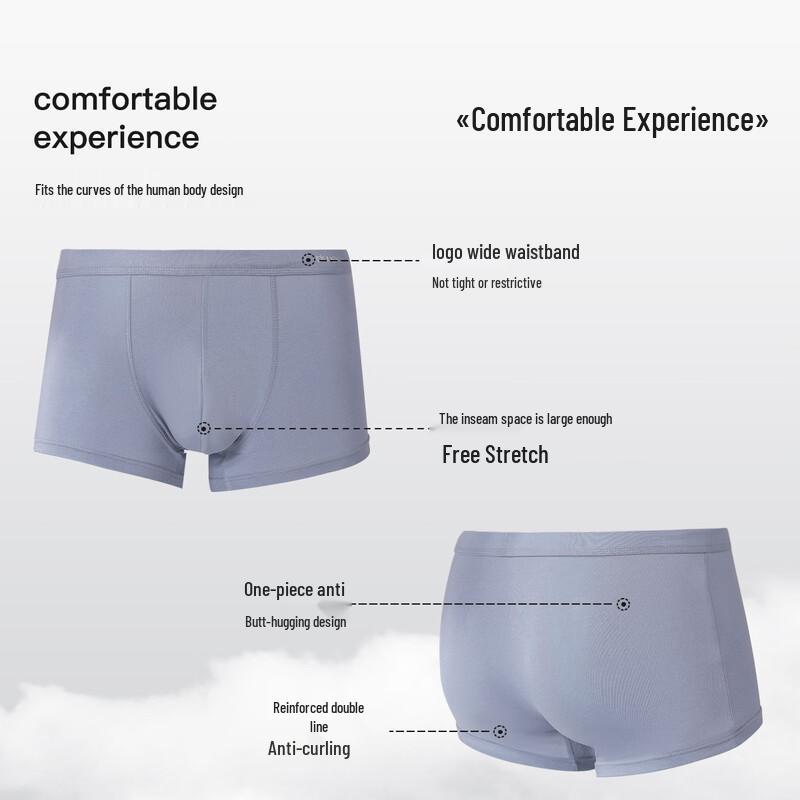 Men's Modal Cotton Silk Antibacterial Boxer Briefs - 3 Pack