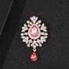 Fashion Alloy Rhinestone Brooches Women's Enamel Glass Pendant Pins Flower Pattern Crystal Jewelry Wedding Occasions