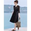 Elegant French Style V-Neck Short Sleeve Midi Dress