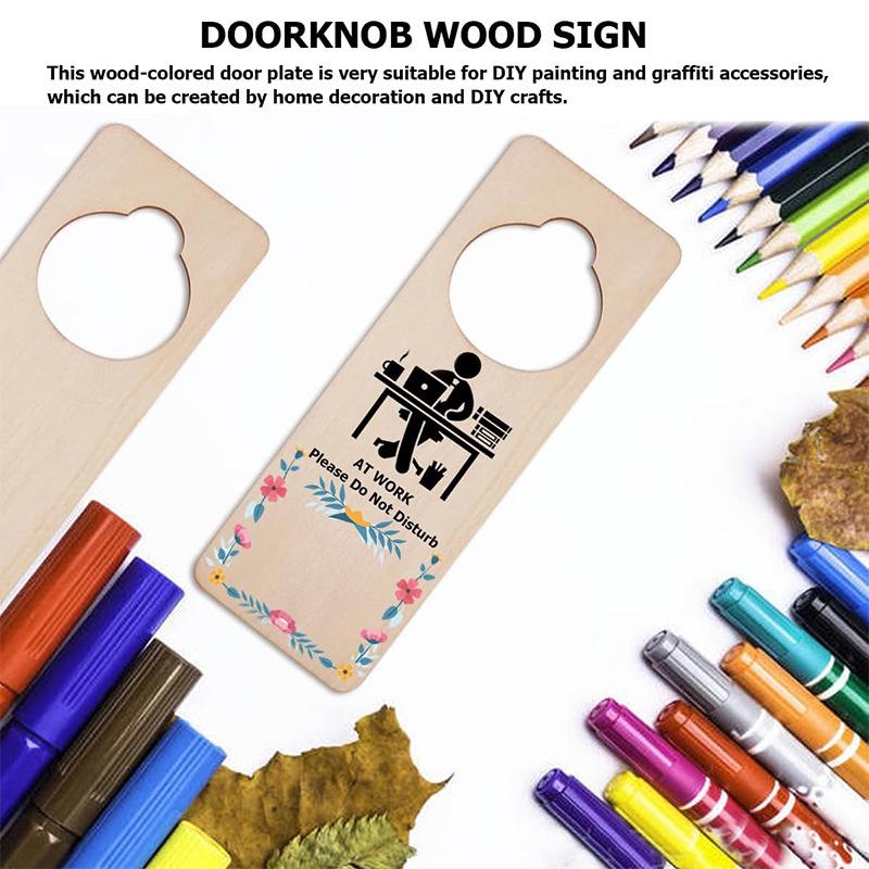 DIY Unfinished Wooden Door Handle Sign for Home, Hotel, or Office Decor