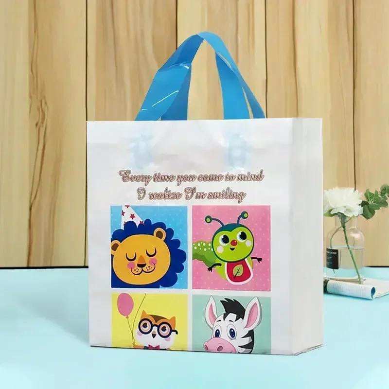 50piece Cartoon Large Capacity Gift Bags Vertical Large Size Clothing Store Plastic Handbag High End Portable Gift Storage Pocke
