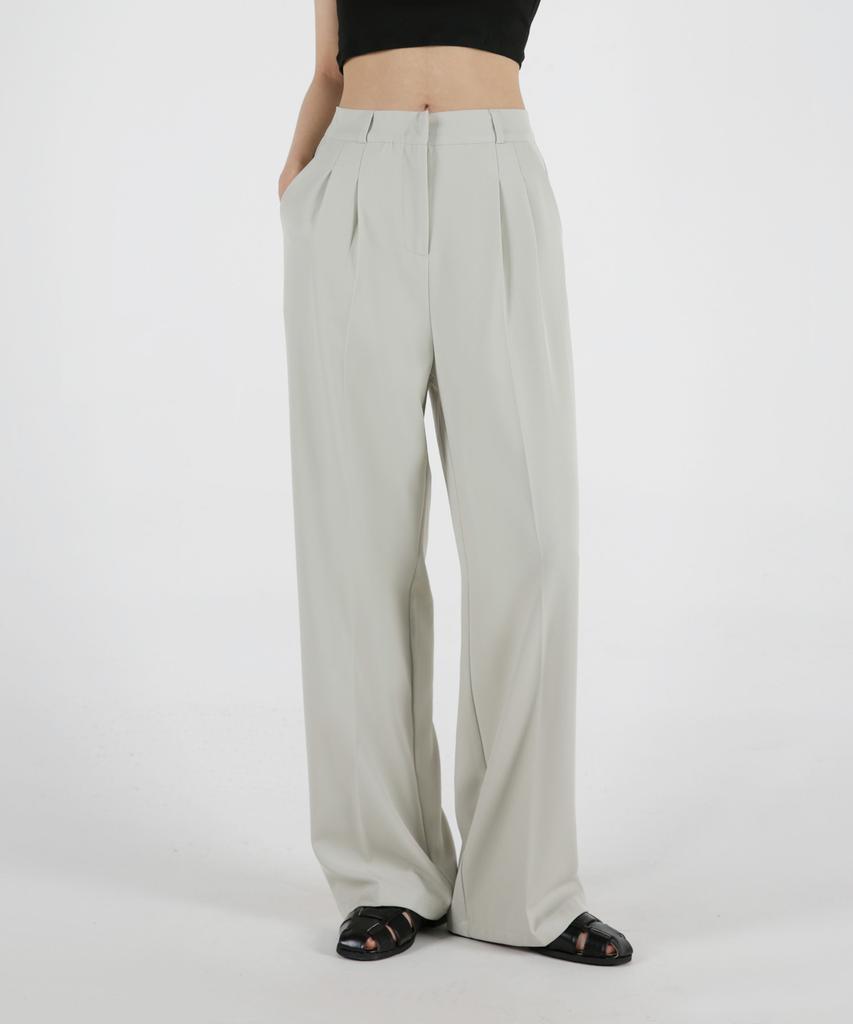 Eum Women'S Triple-Height Fitted Wide Straight Back Elastic Waist Slacks 5 Colors (C Type)