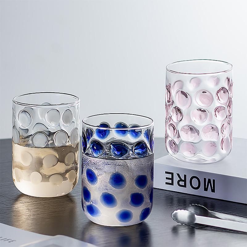 Creative Polka Dot Wine Glass Cups,Household High Borosilicate Juice Beverage Cup,Heat-resistant Coffee Mug, Party Whiskey Glass