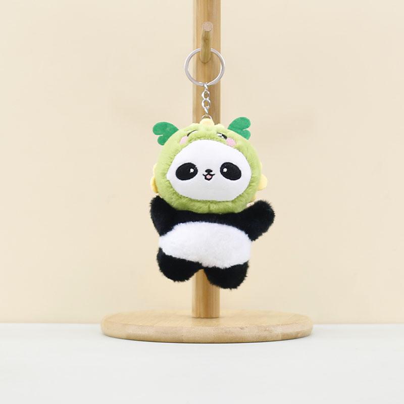Cute Cartoon Panda Plush Toy Keychain Colorful Soft Stuffed Animal Accessory зелёный