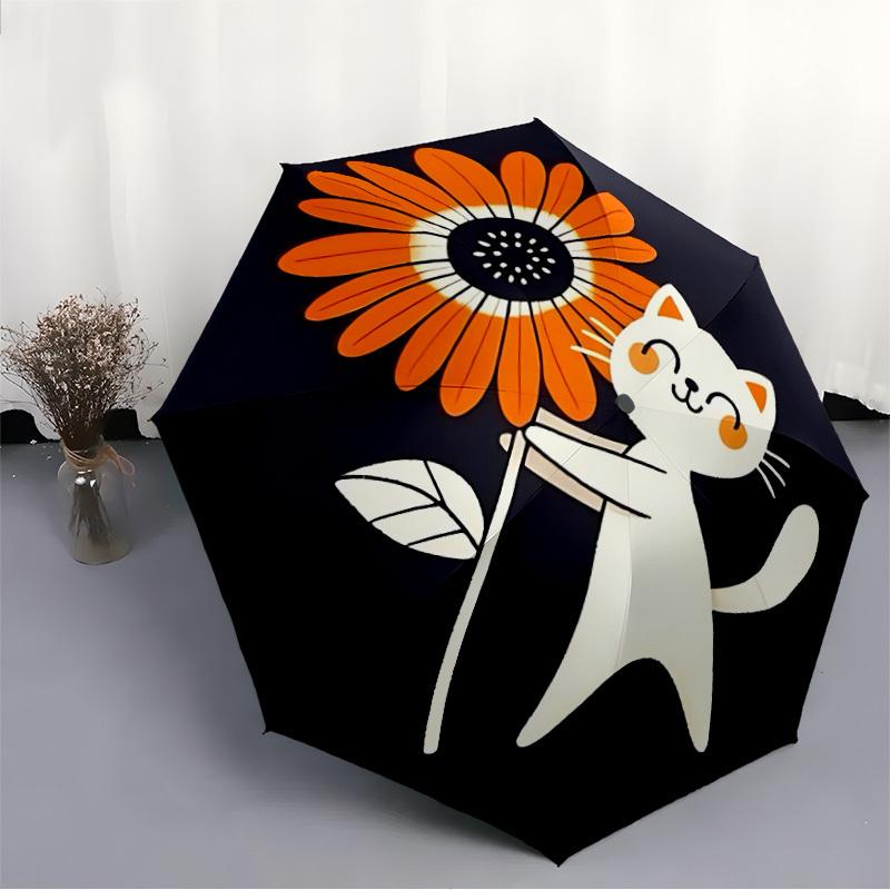 1PC Kitten "Flower" Automatic Folding Umbrella Automatic Open/Close, Automatic Folding, 8-Rib Durable Frame, Portable Travel Umbrella 733