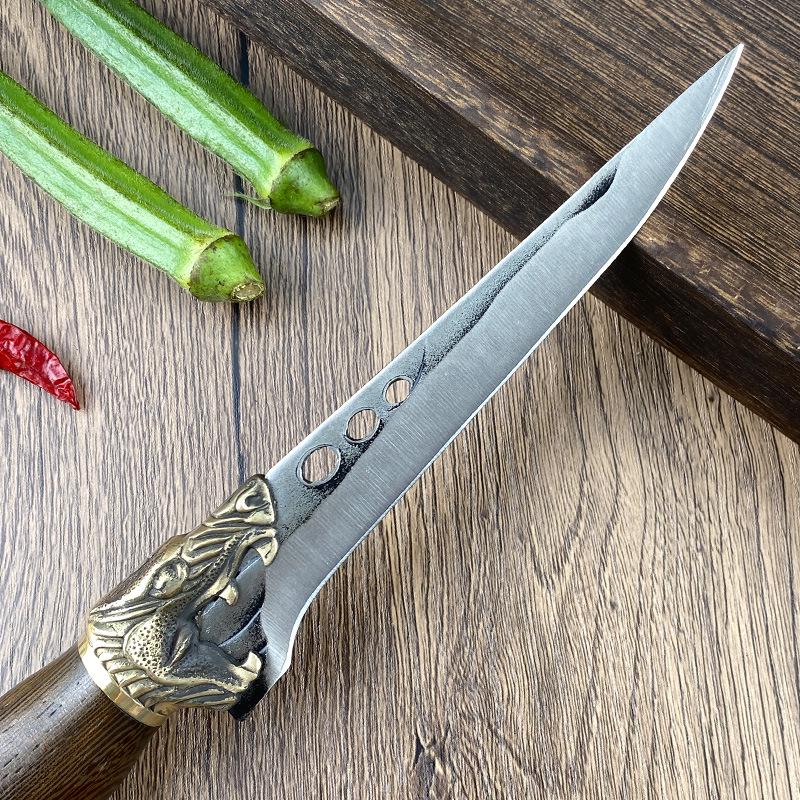 Forged Outdoor Stainless Steel Camping and Steak Knife with Leather Sheath