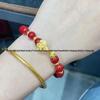 Gold Cinnabar Pixiu Bracelet with Lucky Beads and Curved Tube for Women – 999 Pure Gold DIY Gift