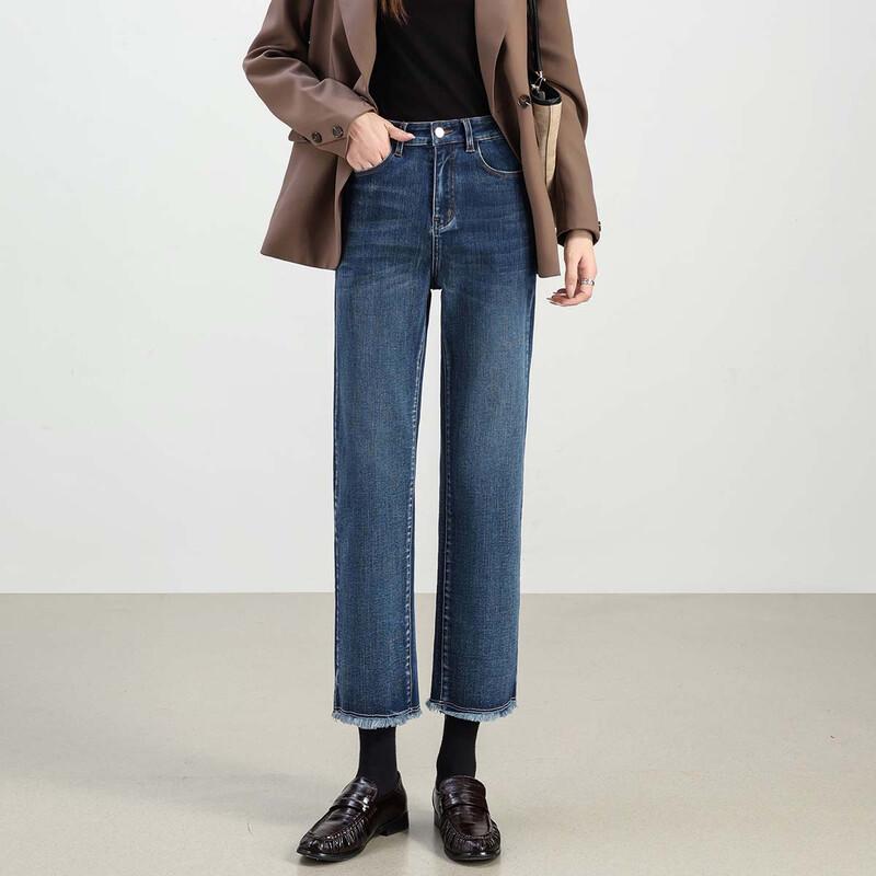 

Handu Yishe Women s Retro High-Waist Raw-Edge Cropped Denim Jeans 2XL