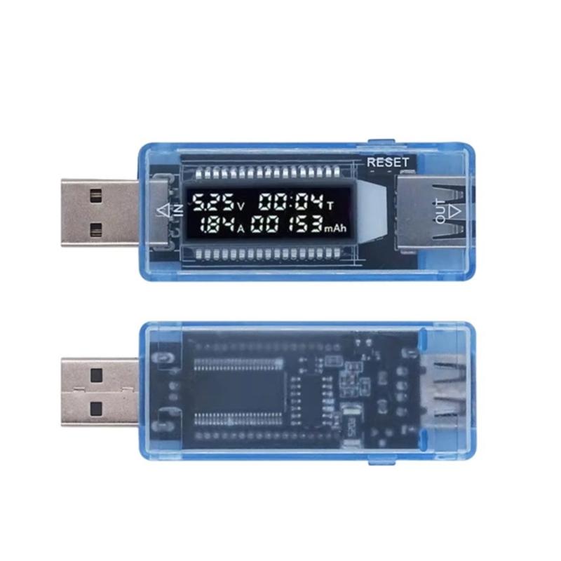Easy Carry Small USB Power Meter with LED Display for Battery Capacity Electric Current Measurement Overload Protects